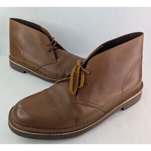 EUC Clarks Brown Leather Bushacre Chukka Boots Round Toe Lace Up 12M | 251051